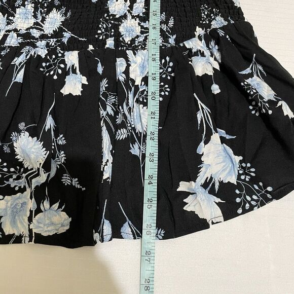 Torrid Babydoll Rayon Slub Smocked LS Crop Blouse Floral Black 3 3X Whimsigoth - Picture 10 of 11